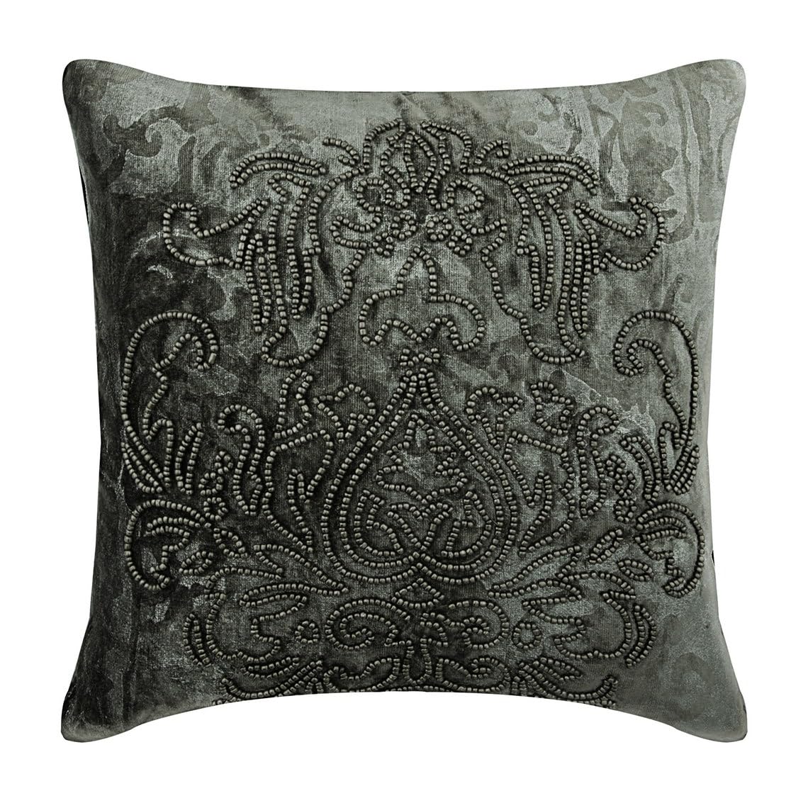 The HomeCentric Decorative Damask Cushion Cover, Pack of 2, 50x50 cm Silver Foil Velvet Cushioncase, Square Grey Silver Throw Cushions Cover Couch Cushion Cover, Modern Cushion Covers - Steel Damask