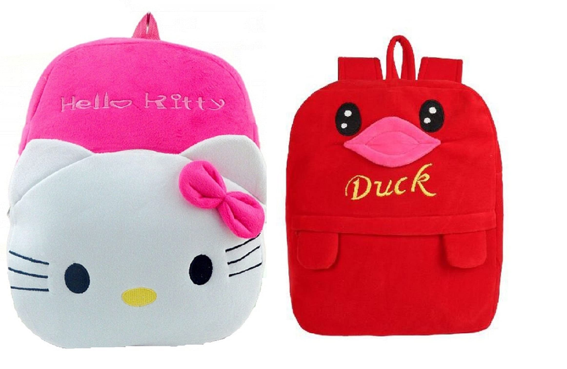 blue tree Kids School Bag Soft Plush Backpack Cartoon Bags Mini Travel Bag for for Girls Boys Toddler Baby Hello Kitty & Red Duck