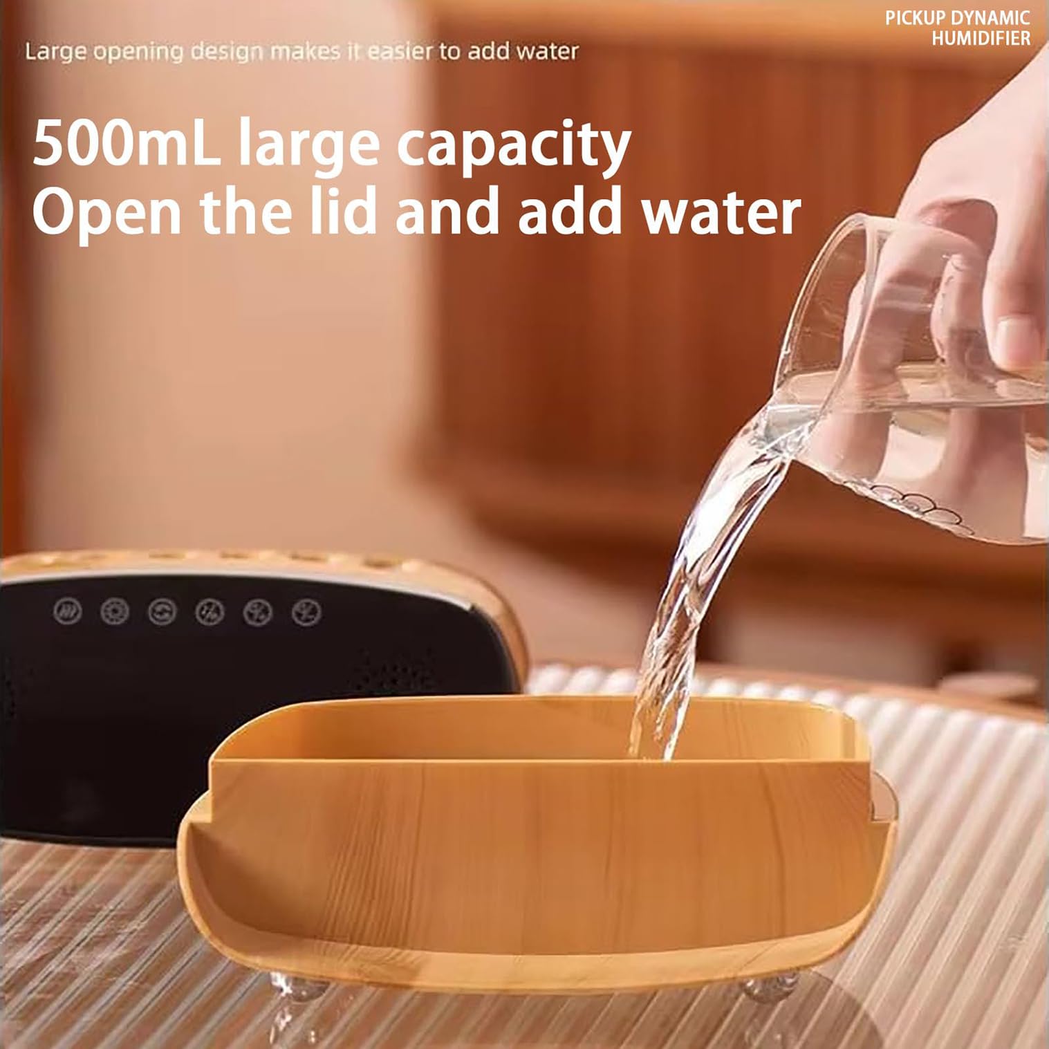 Humidificador de aire de 500 ml para dormitorio, niebla fría con luz nocturna RGB, difusor de aceite esencial, fácil de limpiar, pantalla LED para uso doméstico y de oficina
