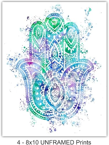 Miniatura 4 de Arte de Buda – Zen, meditación, Yin Yang, Om, Hamsa mano de Fátima – Decoración inspiradora de la nueva era para pared, hogar, oficina, estudio,