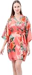 Peony Floral Silk Kimono Robe Bridal Bridesmaid Robes Dressing Gown for Women