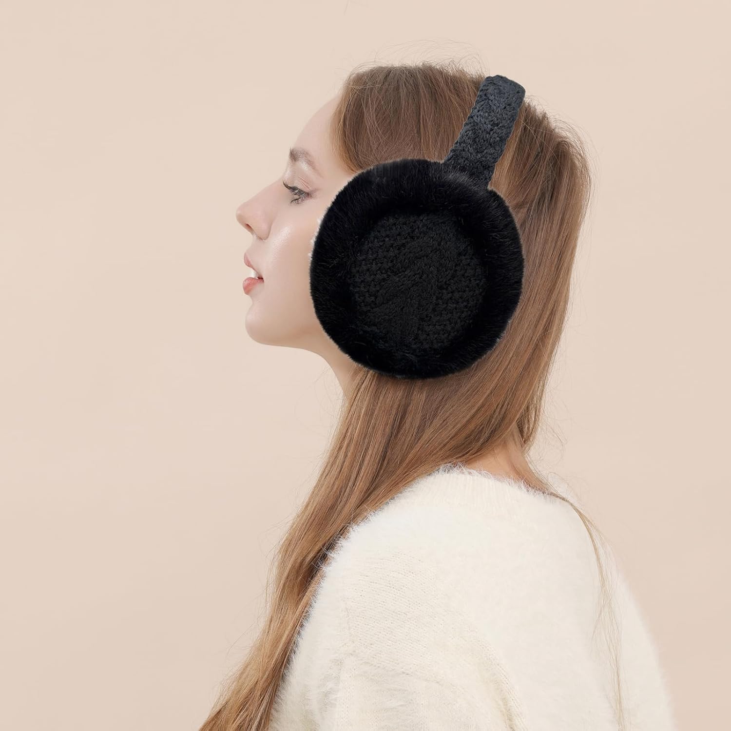 LCXSHYE Winter Women Ear Muffs Warm Knit Ear Warmers Girls Foldable Fuzzy Thick Earmuffs for Outdoor - Image 6