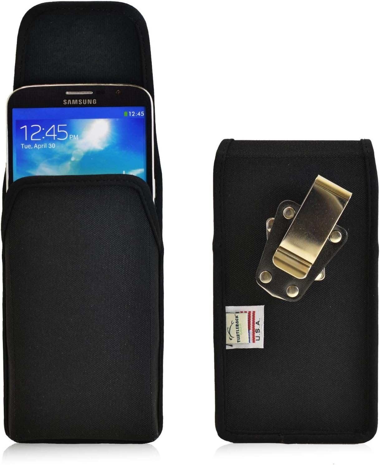 Turtleback Vertical Ballistic Nylon Holster Pouch - Fits Samsung Galaxy Mega 6.3- Rotating Metal Belt Clip - Magnetic Flap Closure - Made in USA