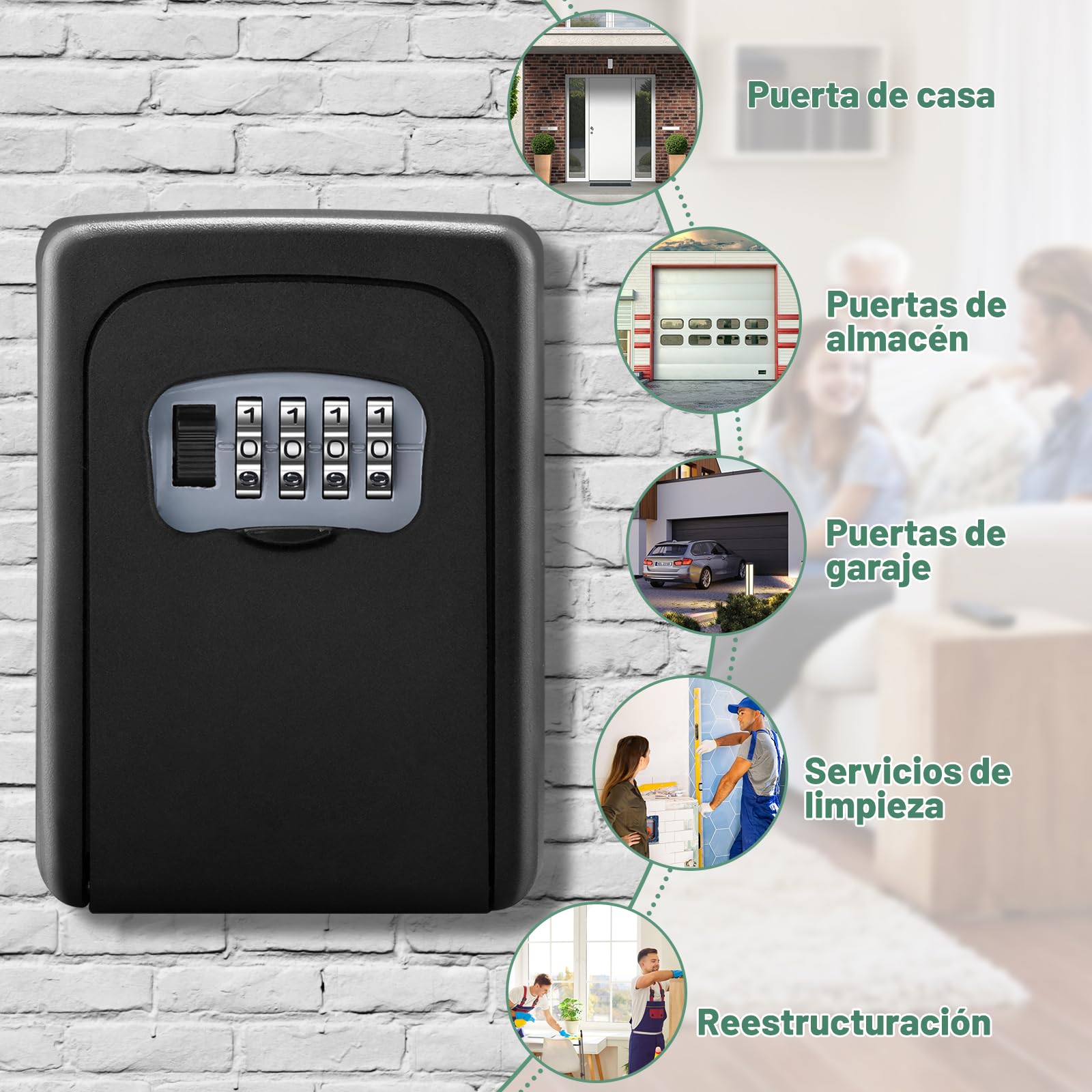 Caja de Seguridad Con Combinación y Llaves, Montaje en Pared para Exteriores, Adecuado para El Garaje de la Escuela
