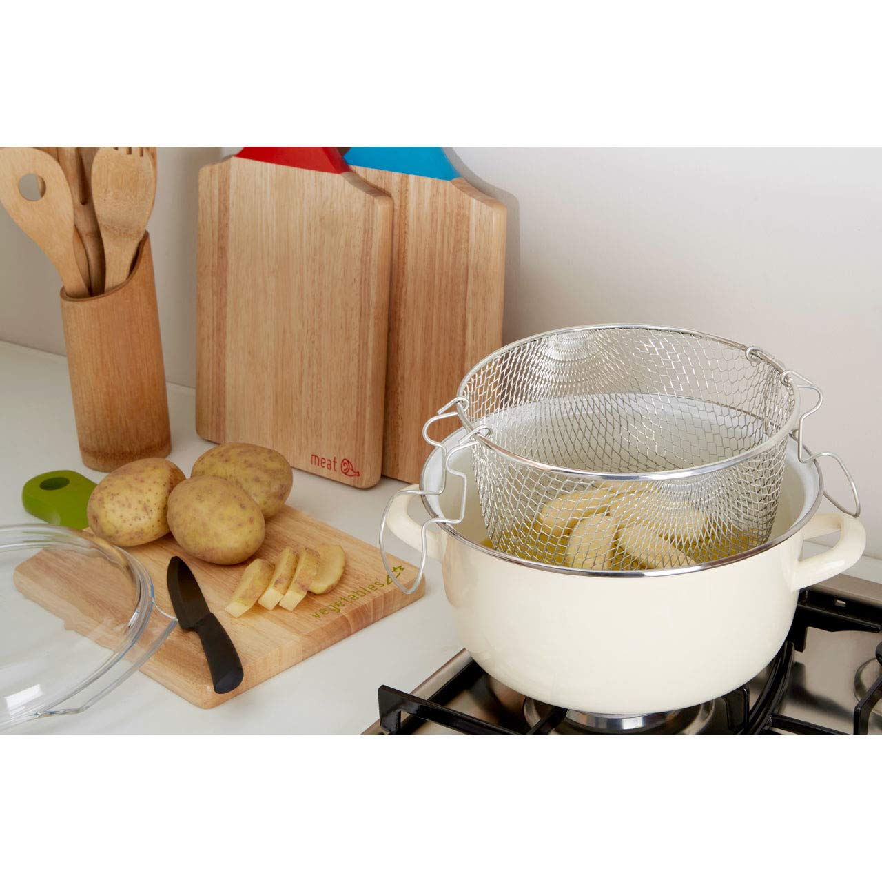 Premier Housewares 102112 Deep Fat Fryer Enamel Chip Basket Small Fryer 16x33x27,5L