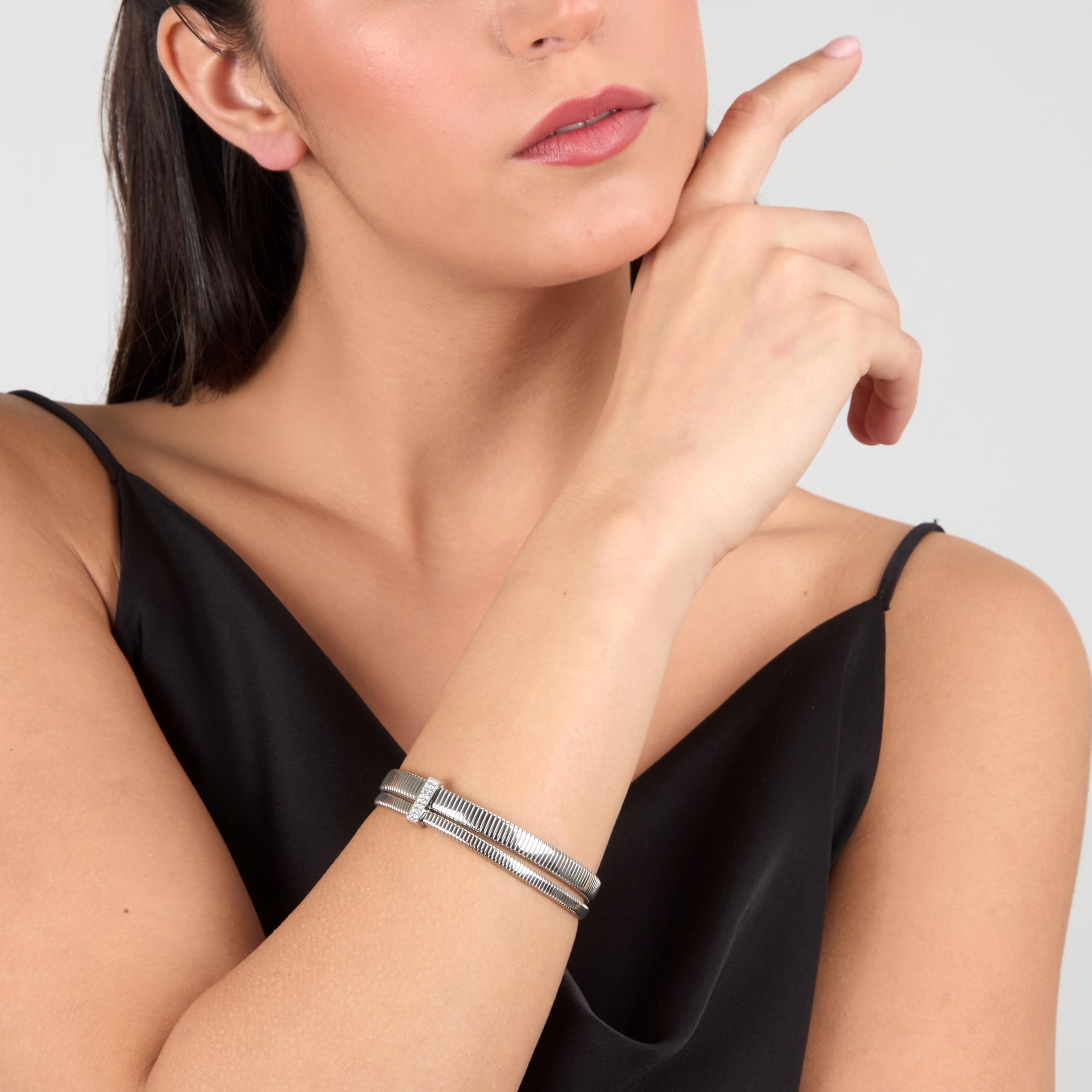 Morellato Bracciale Donna in Acciaio, Cristalli, Collezione ONDA, Bangle