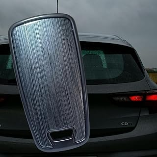Carbon Fiber Pattern Car Key Fob Cover, Silicon Protector, Metal Body, Compatible with Opel (Grey)