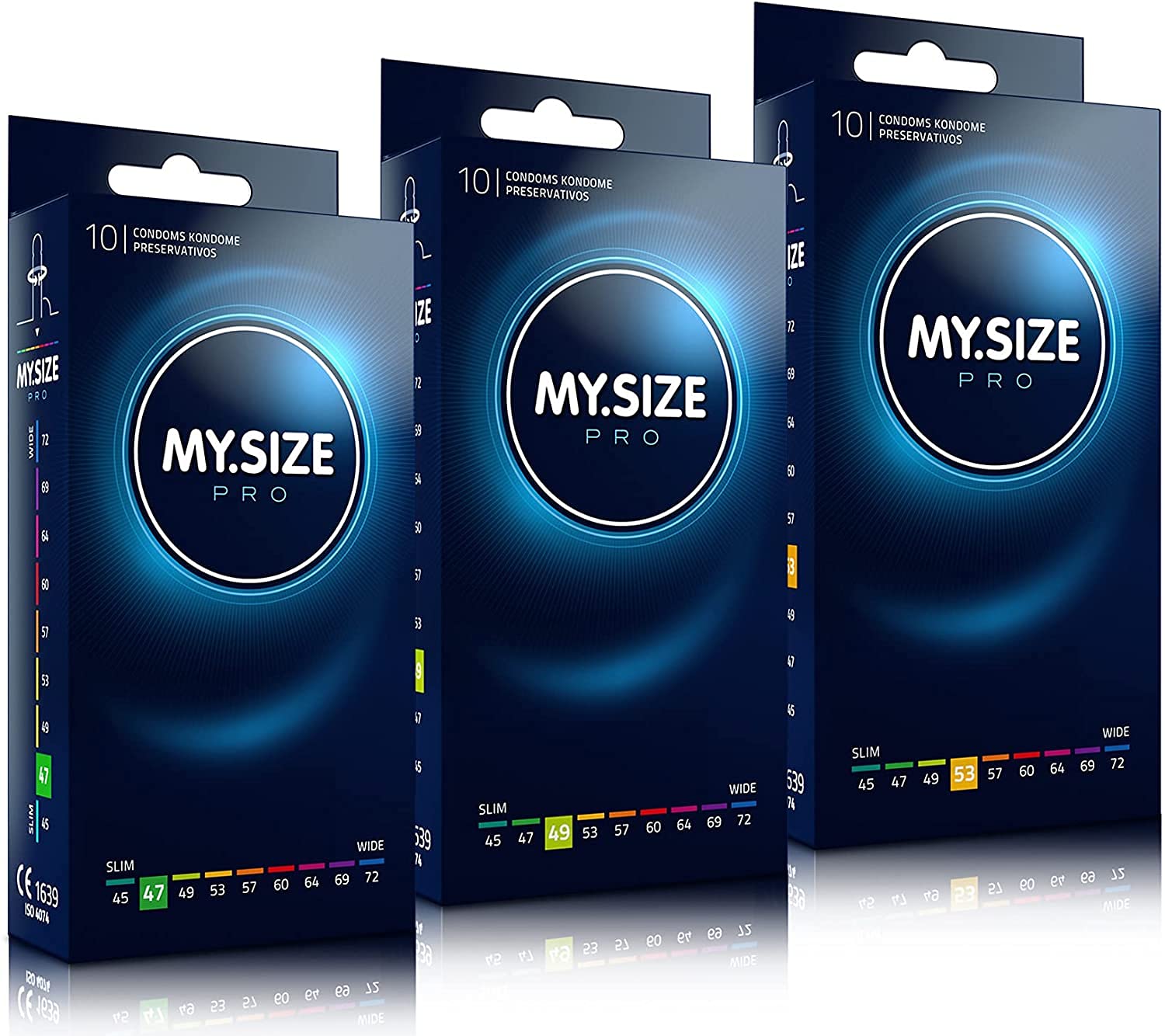 My Size PRO Condom 1,2,3-47,49,53 mm, 3x10 Condoms - Perfect fit and a Suitable for Everybody