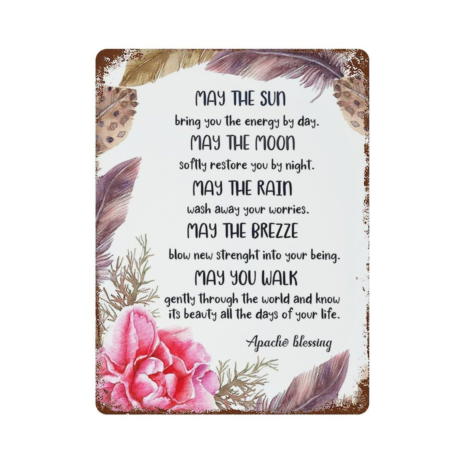 xiaoxiaoshen Nursery Apache Blessing Wall Decor Art Metal Tin Poster Modern Home Decor Art Home Bar Shop Decorations Vintage Sign 40x30cm