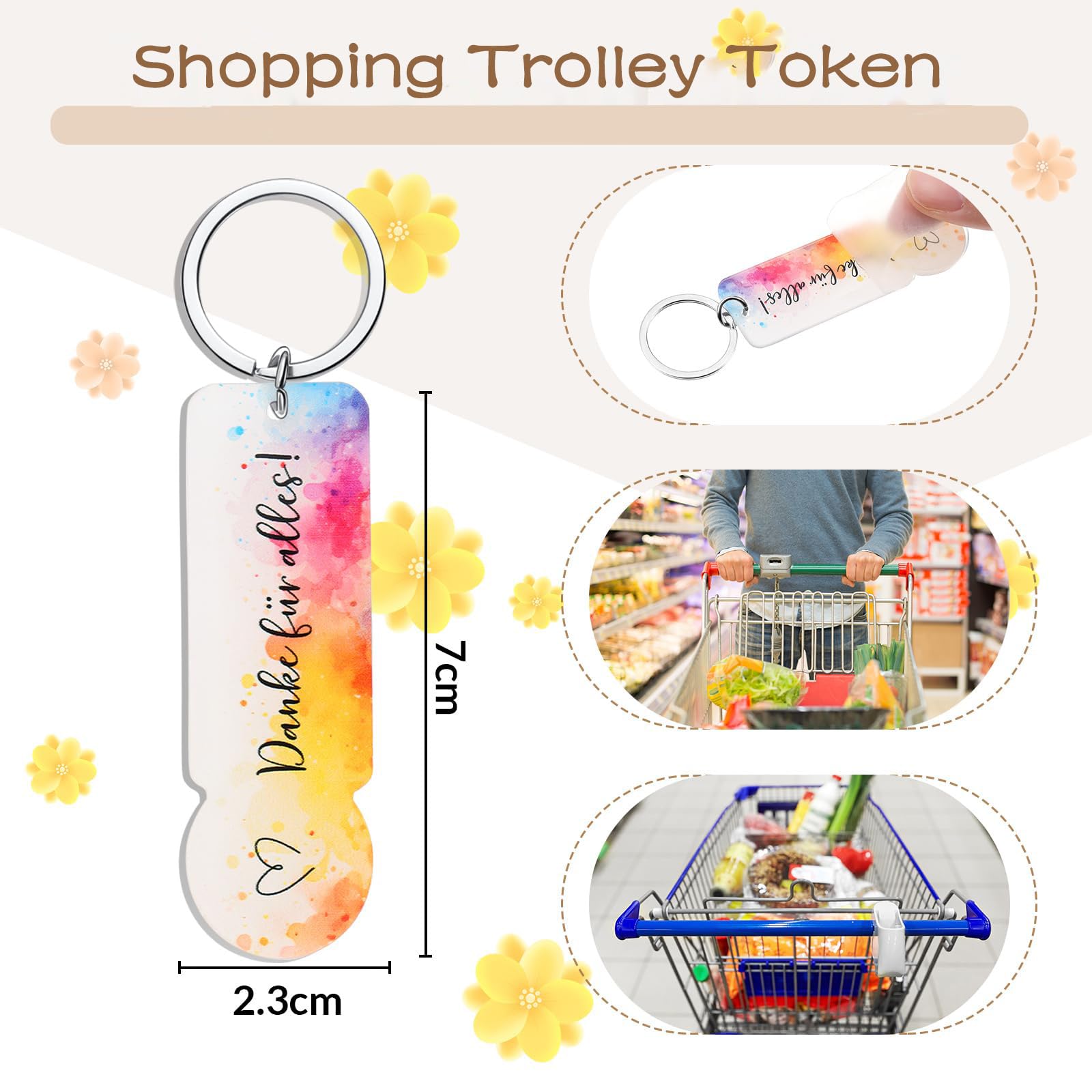 lrgnixs 20Pcs Thank You Keyring Gift,Acrylic Shopping Cart Token Keychains Thank You Keychain for for Colleagues Family Teachers,Thank You Gift for Weddings Graduations Baptisms Birthdays Christmas - Image 4