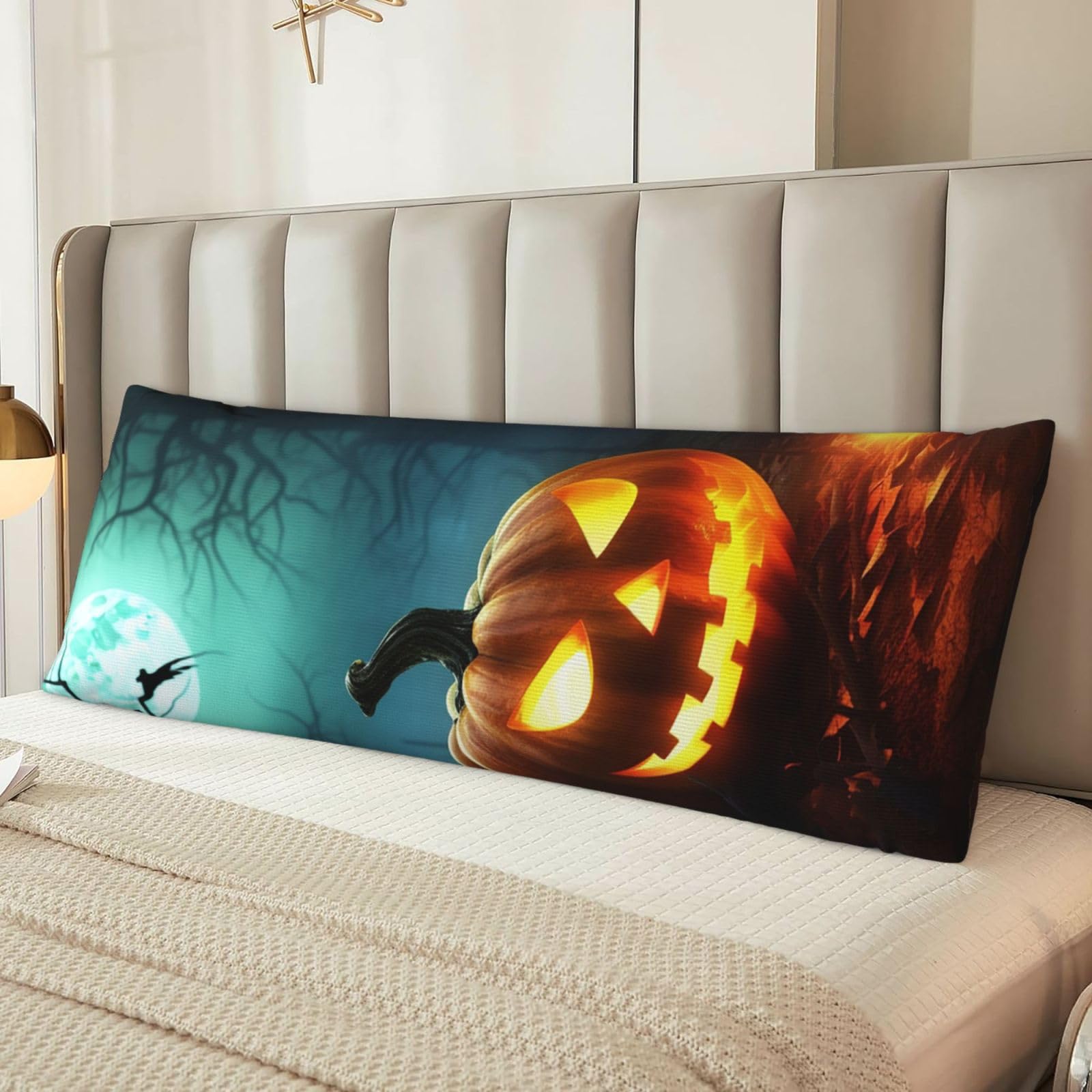 Happy Halloween Pumpkins Body Pillow Case Cover, Microfiber Long Pillow Cases, Ultra Soft and Cozy Plush Body Pillowcase Decorative Long Bed Pillow Cover for Sleeping 20x54 Inches