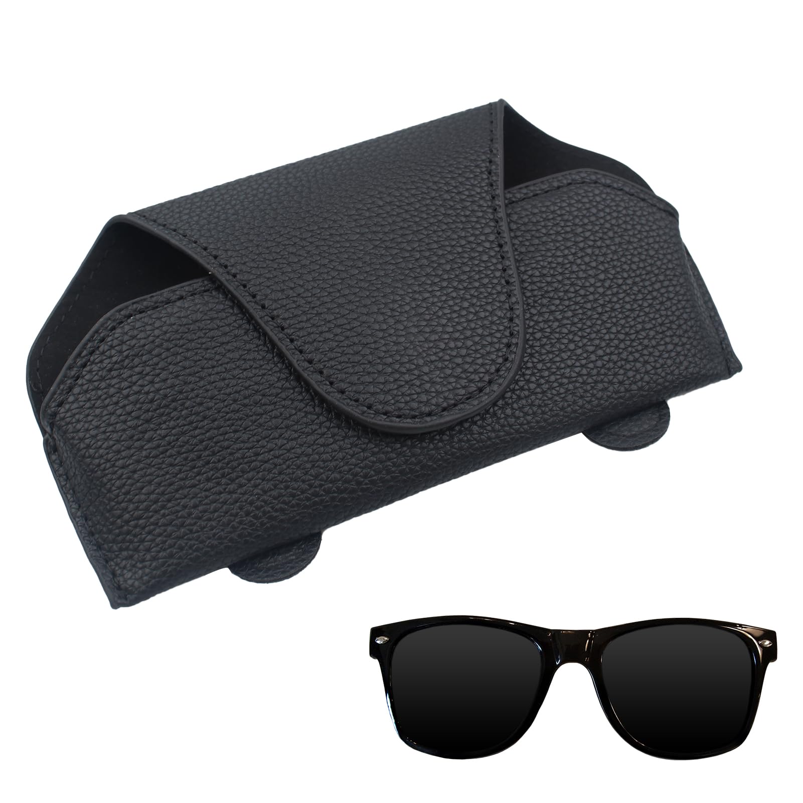 Lxtness Brillenhalter Für Auto Sonnenblende - Leder Halterung Für Sonnenbrillen & Karten | Schwarz & Beige