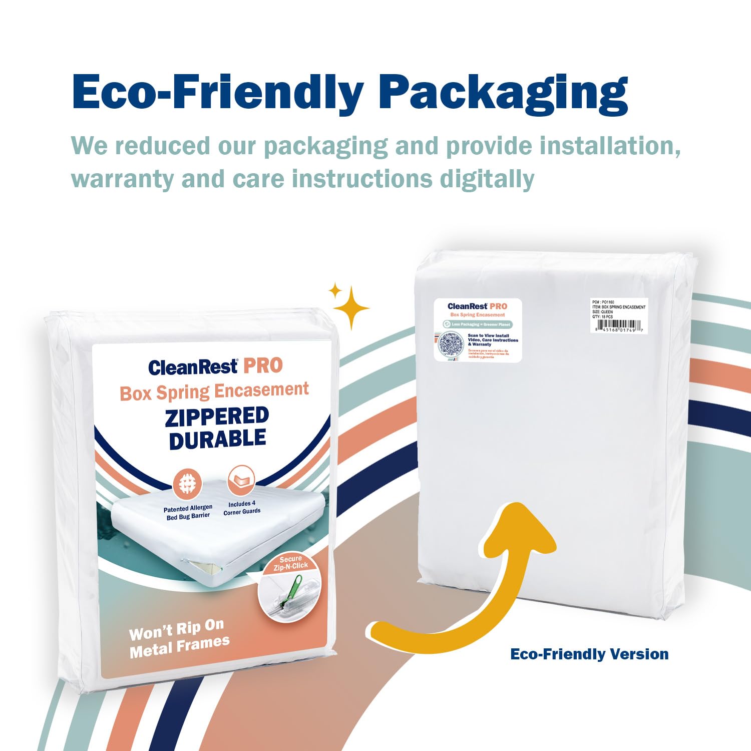 CleanRest Pro Boxspring-Abdeckung – Ultimativer Schutz gegen Allergene, Hausstaubmilben und mehr – wasserabweisend, MicronOne Allergenbarriere, Zip-N-Click (Queen)