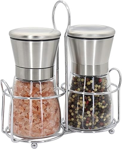 Miniatura 1 de Juego de molinillo de sal y pimienta de acero inoxidable de alta calidad coctelera de vidrio corta molino de pimienta y molino de sal con grosor