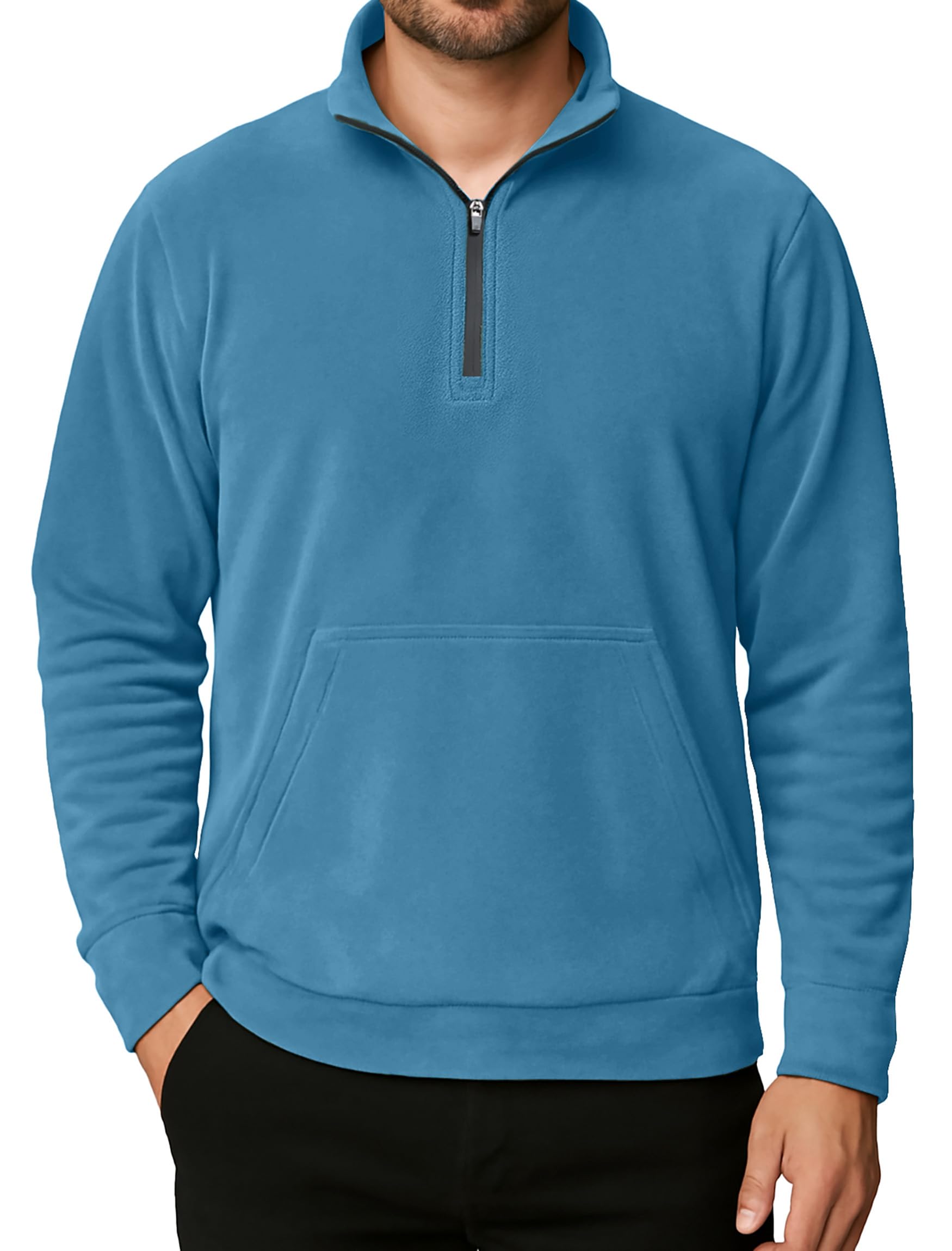 Askdeer Men's Quarter Zip Pullover Mock Neck Polar Fleece Sweatshirt Thermal Winter Sweater with Pocket