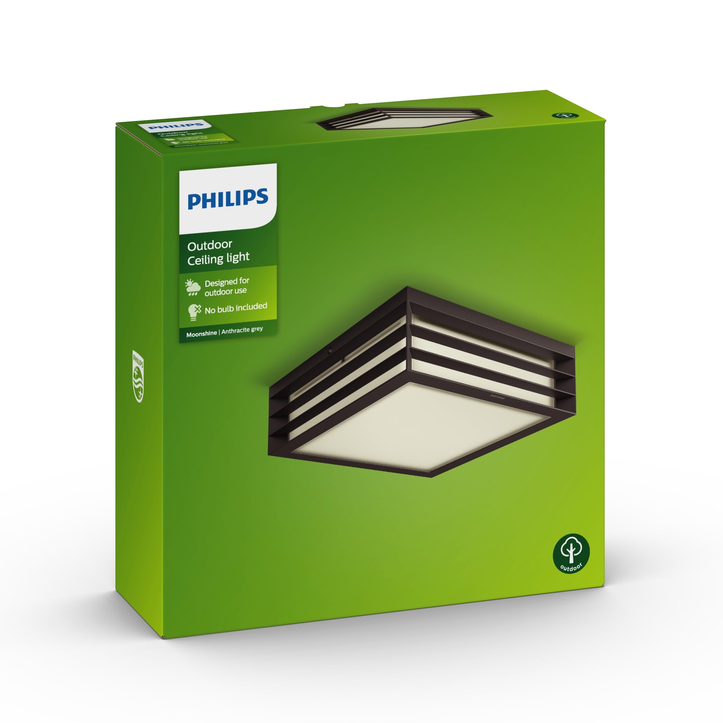 Philips Lighting myGarden MoonshinE Aplique y/o plafón, iluminación exterior, resistente a la humedad y la intemperie, IP44, casquillo E27, antracita