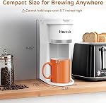 Small Single Serve Coffee Maker, Fast Brew One Cup Coffee Machine for K Cup and Grounds, 6 to 12 oz. Brew Sizes, Capsule Coffee Machine with Descaling Reminder and Viewing Tank, White