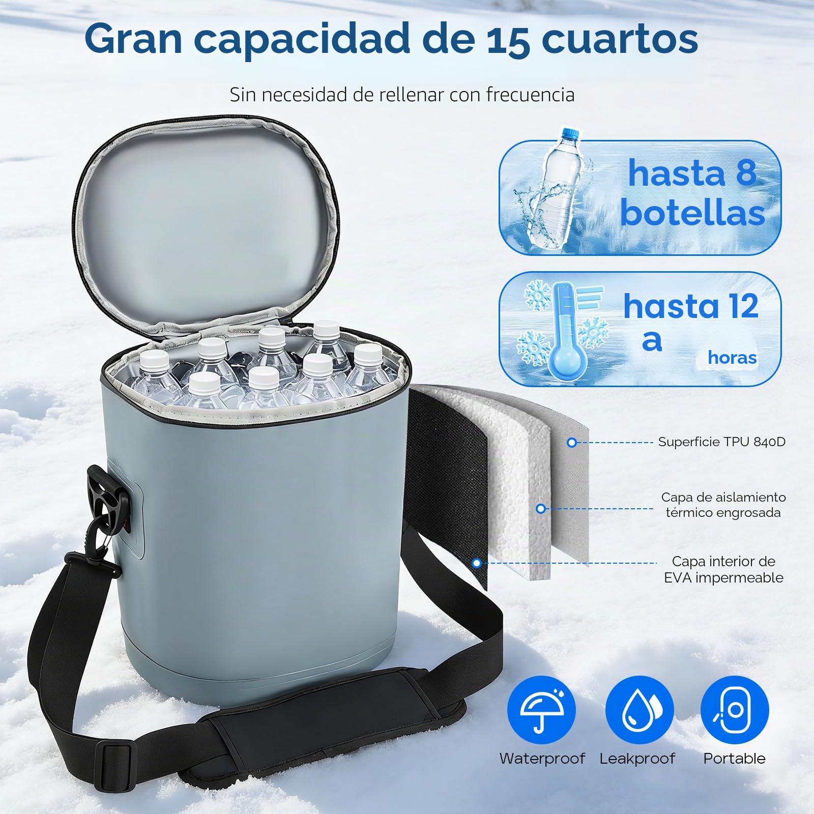 Máquina de terapia de frío con temporizador programable, manguito de refrigeración para rodillas, 14 l, máquina de hielo portátil para rodillas después de cirugías, reutilizable rodillera para espalda