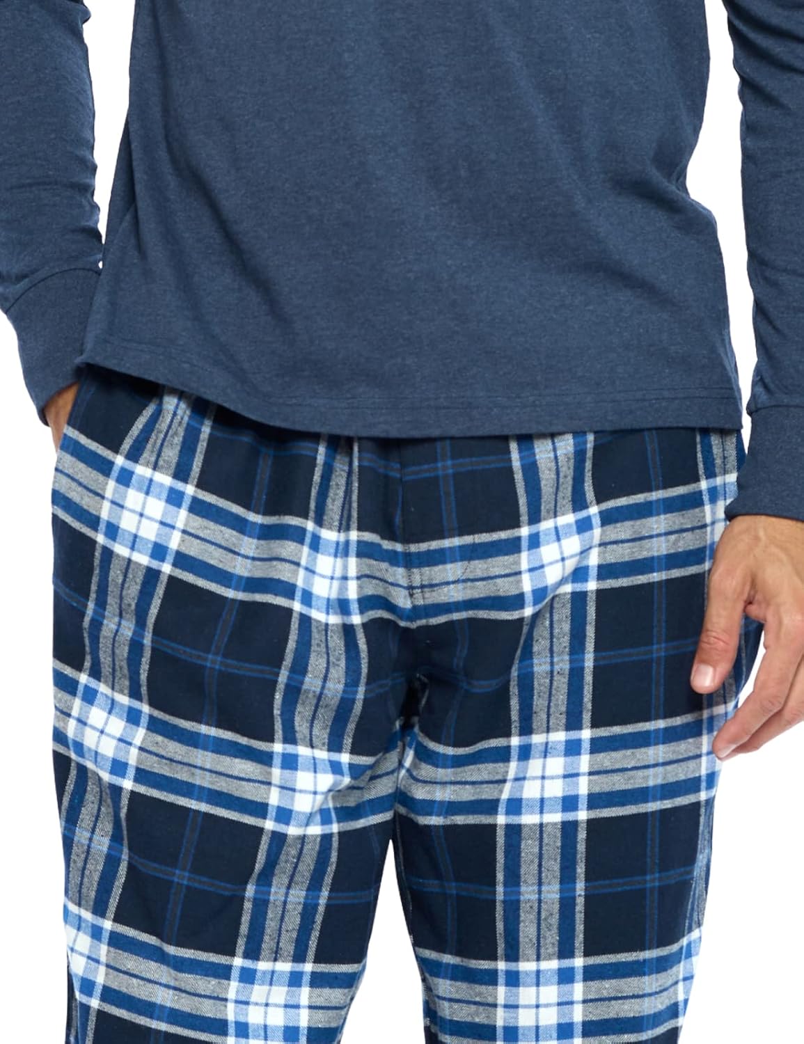 Ashford & Brooks Mens Flannel Pajamas Set, Jersey Cotton Long Sleeve Top & Plaid Pants Flannel Pjs Sets - Image 5