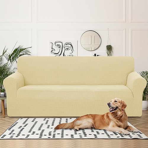 Miniatura 83 de U-NICE HOME Funda elástica para sofá de 2 plazas, funda protectora de muebles para sofá de 2 plazas, apta para mascotas (sofá biplaza, beige)