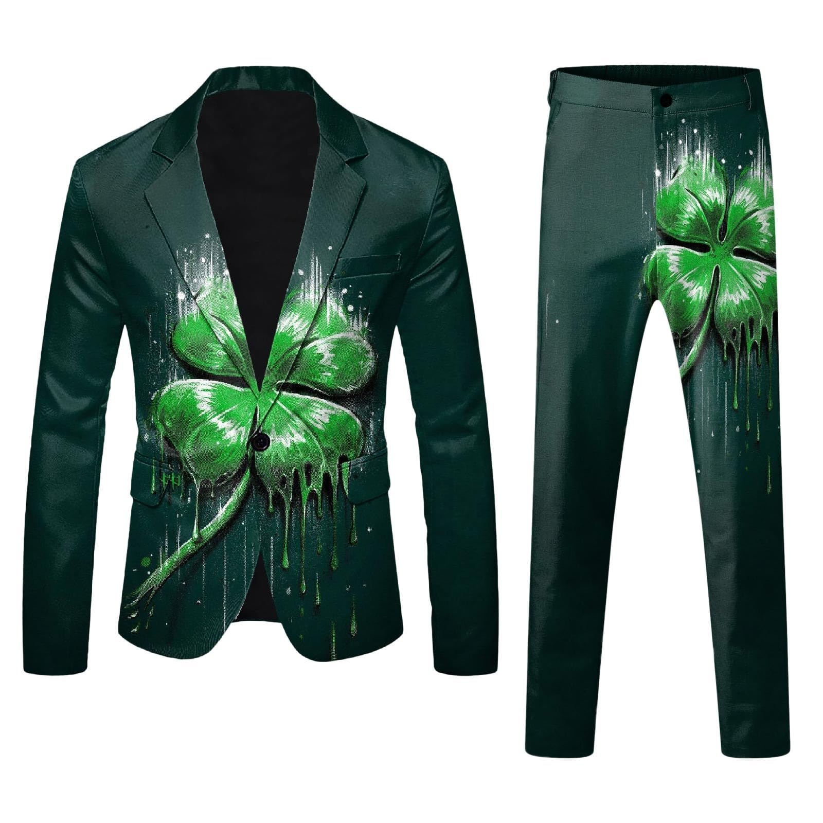 Costume élégant pour Homme à Motif Saint-Patrick avec Poches et Boutonnage raffiné