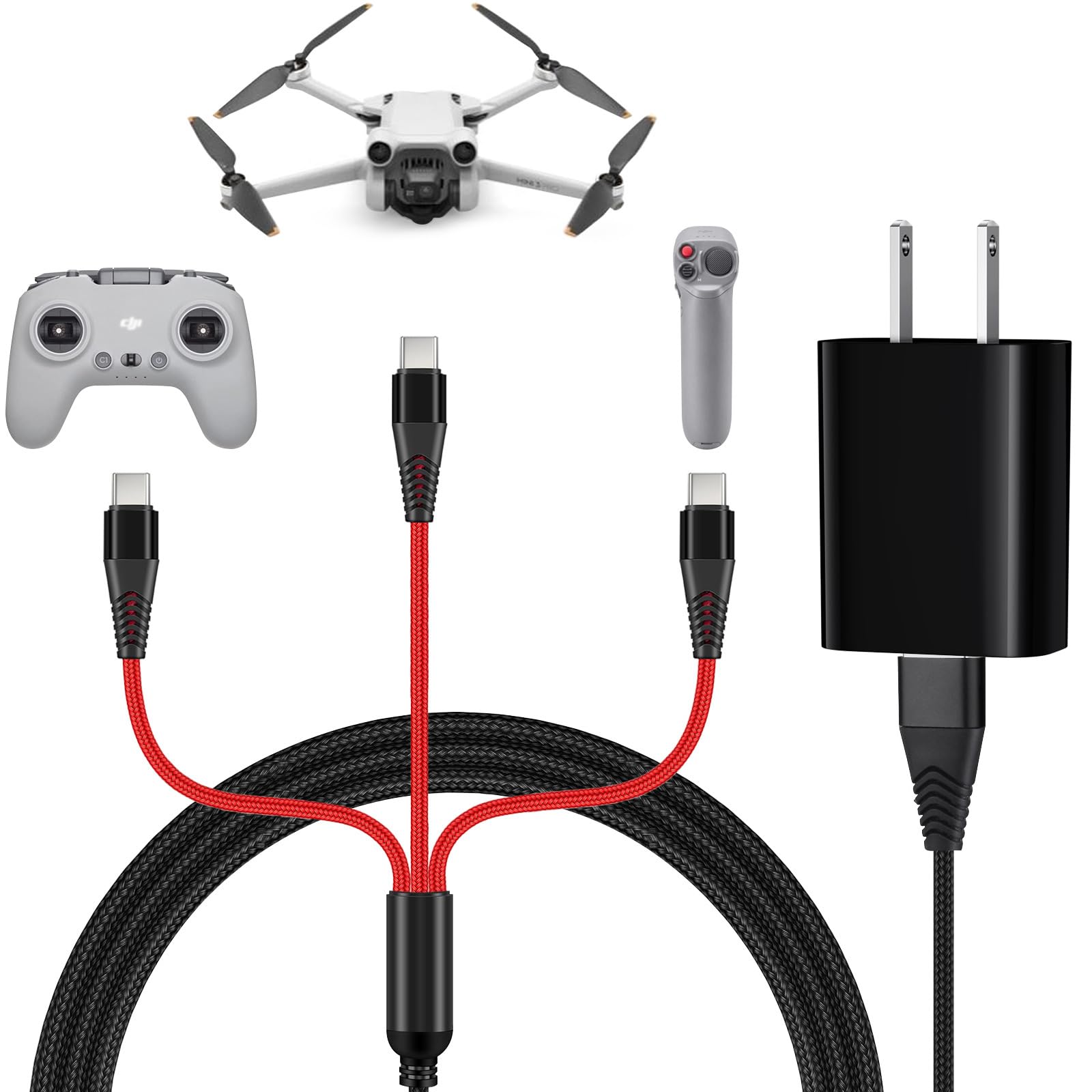 Caricatore USB C da 65 W per DJI Avata, Drone DJI Neo, Mini 4K, Mini 4 Pro, Mavic 3 Pro Cine, Mavic 3 Classic, Air 3 Fly, RC 2, Avata 2, Occhiali