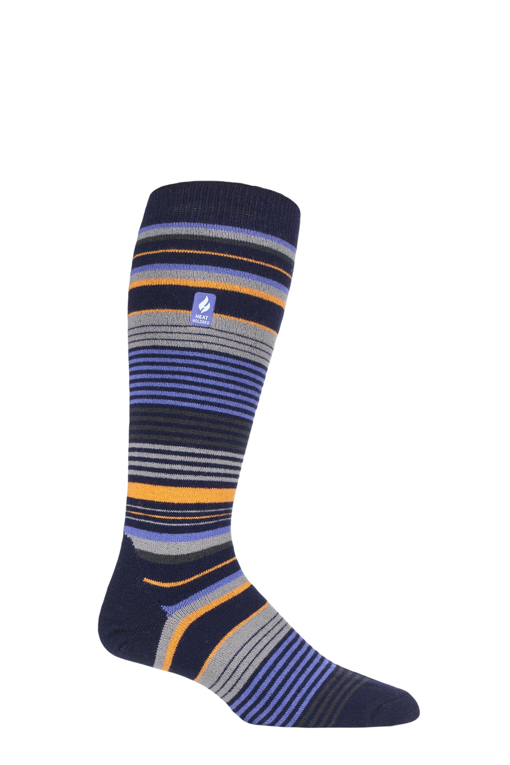 HEAT HOLDERS SOCKSHOP Mens 1.0 TOG Slalom Adventure Ultra Lite Ski Socks Pack of 1 Navy Stripe 6-11