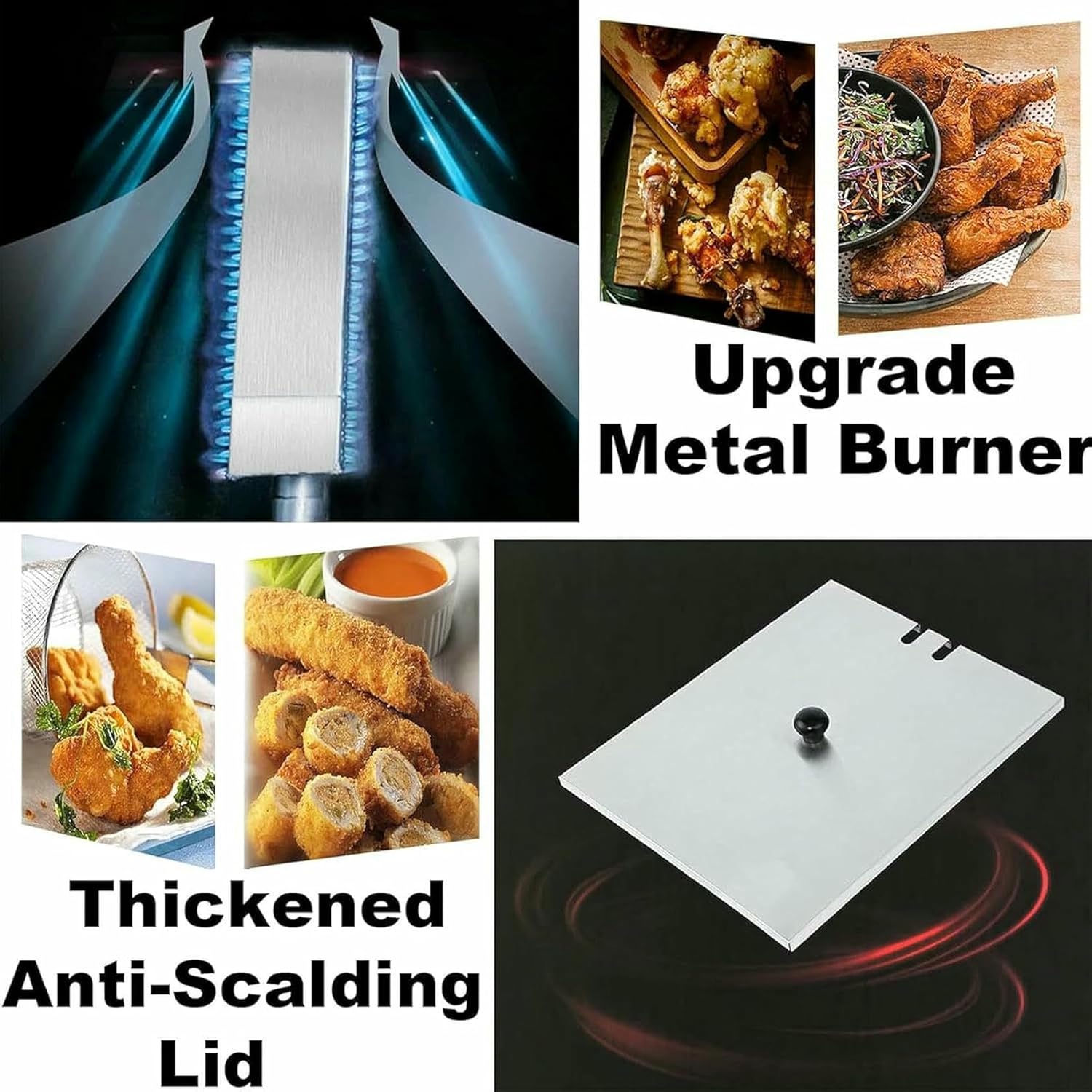 Commercial Deep Fryer, 20L Large Capacity Countertop Gas Fryer, Freestanding Temperature Control, Adjustable Firepower, For Home And Commercial~/