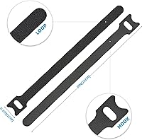 Vista 3 de 120 bridas de sujeción para cable reutilizables, multiusos de 20 cm para gestión de cables con gancho y bucle, bridas ajustables para organizar