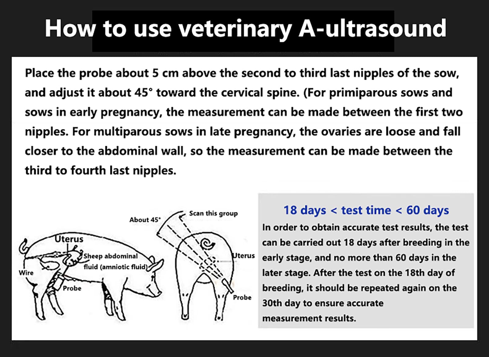 Rilevatore di Gravidanza Veterinario, Scannatore Ultrasuoni A-Modale Portatile per Suini, Agnelli, Capre, Macchina Ecografica Veterinaria Portatile per Animali da Fattoria