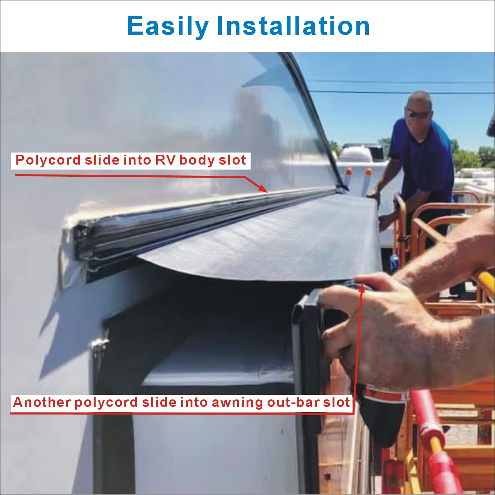 Dulepax-RV Slide Out Awning Fabric Replacement-(46" x 170", White- Fabric only)-Universal Slide-Topper Replacement for 5th Wheel RVs, Travel Trailers and Motorhomes