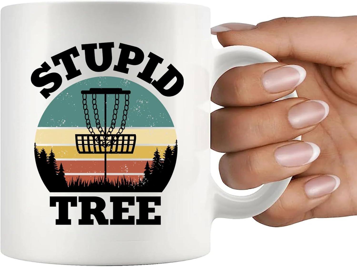 Panvola Stupid Tree Disc Golf Gifts Funny Disc Golf Player Gifts For Dad Mom Grandpa Grandma From Son Daughter Husband Wife Novelty Drinkware Ceramic Mug (White, 11 oz) - Image 7