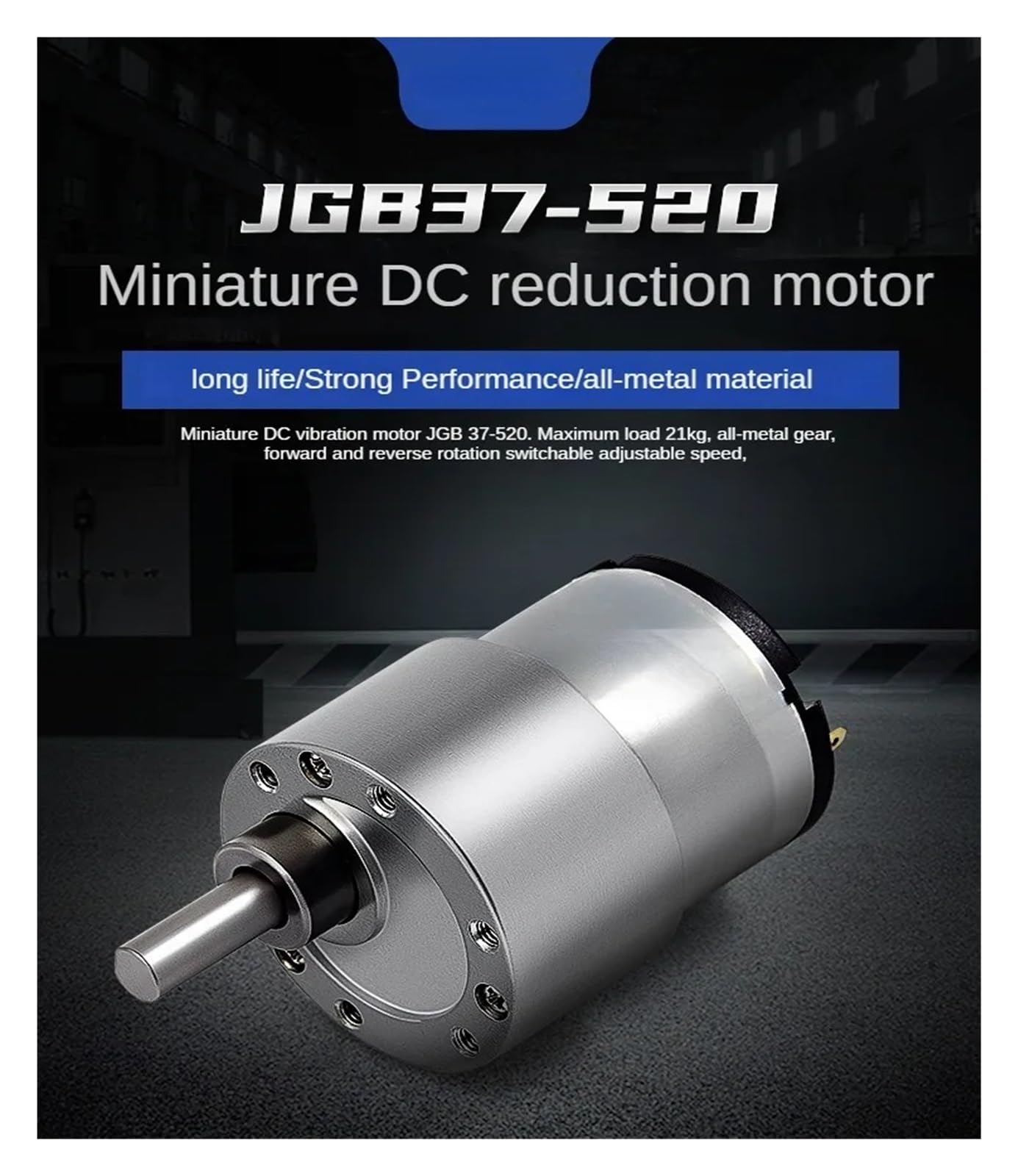 JGB37-520 12 V/24 V silnik przekładniowy prądu stałego, 7 obr./min do 600 obr./min, przekładnia o wysokim momencie obrotowym, odwracalny elektryczny silnik przekładni redukcyjnej (35 rpm, 12 V)