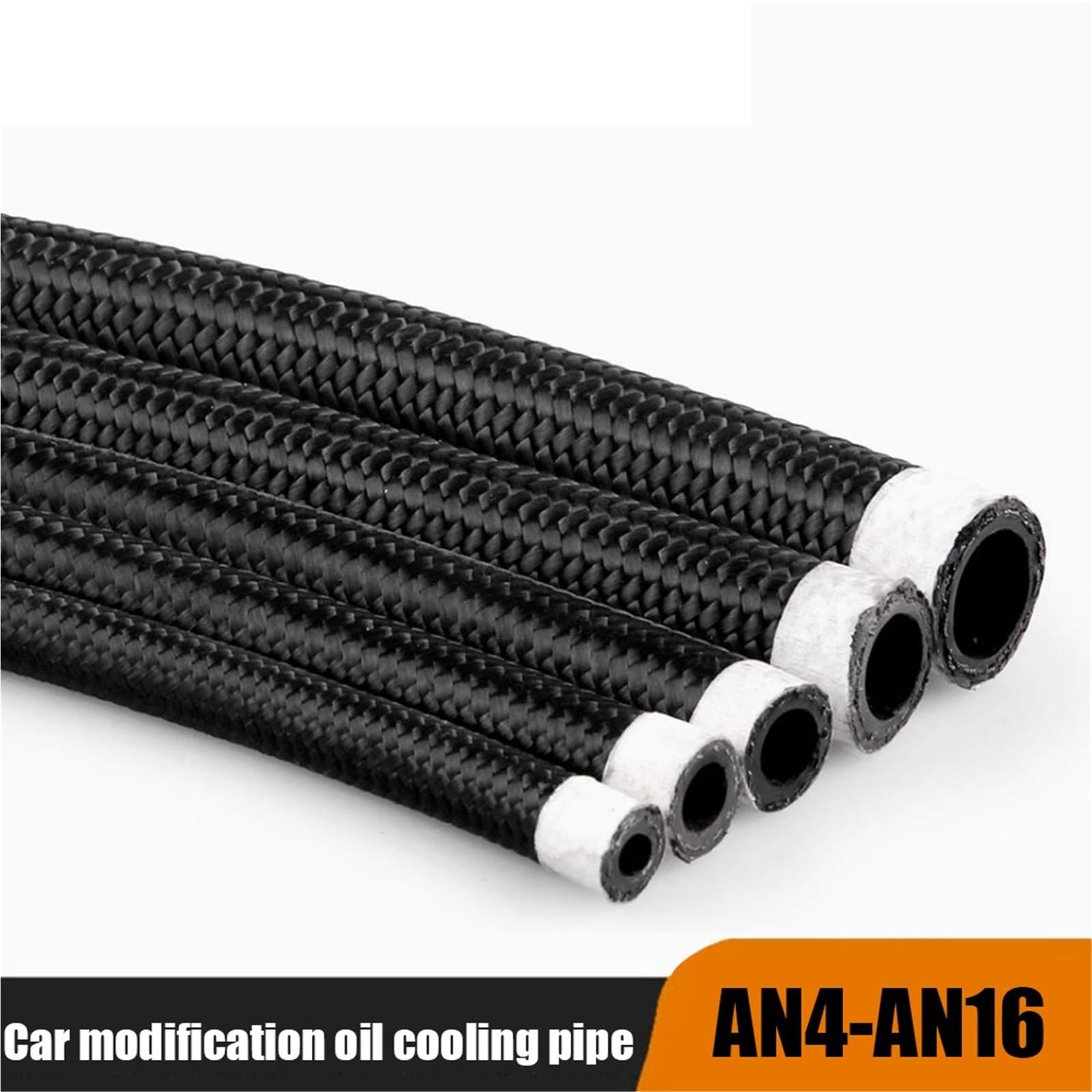 Hydraulische Kfz-Bremssysteme Schwarze, aus Nylon geflochtene Kraftstoffleitung, hitzebeständige Ölleitung, Automobil- und Motorrad-NBR-Gummi(5M_AN8)