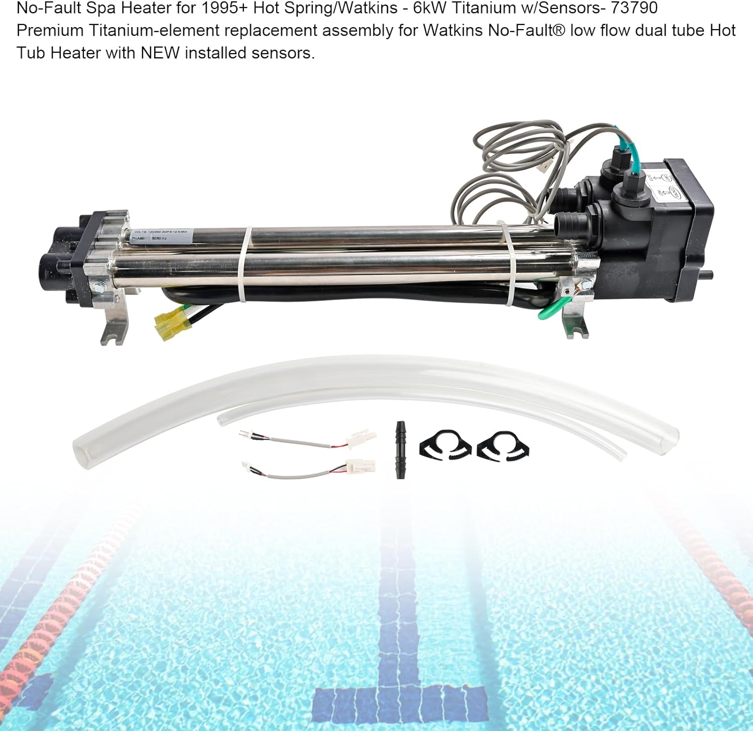 No-Fault Spa Heater 6kW Titanium w/Sensors- 73790 Fit for 1995+ For Hot Spring For Watkins