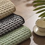 Unique Woven Bathroom Mat, Super Absorbent Quick Dry Non Slip Bath Mats for Bathroom Textured Soft Bath Mat Washable Boho Bathroom Rugs for Bathroom Floor Beside Tub, 17" x 24", Sage