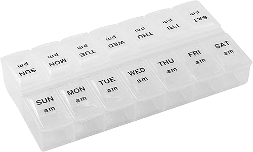 Apex Organizador semanal de píldoras económico dos veces al día organizador semanal de píldoras 2 veces al día tapas fáciles de abrir transparentes