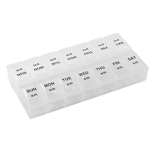 Apex Twice-A-Day Economy Weekly Pill Organizer Weekly Pill Organizer 2 Times a Day Easy-Open See-Through Lids Organize Medication