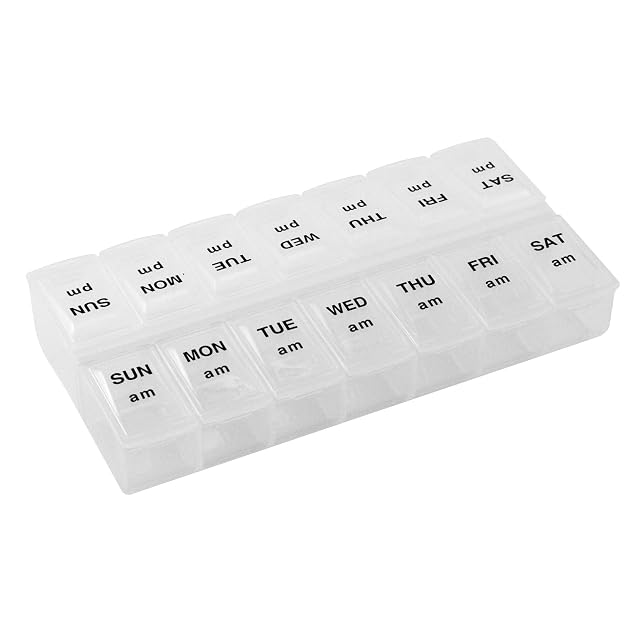Apex Twice-A-Day Economy Weekly Pill Organizer Weekly Pill Organizer 2 Times a Day Easy-Open See-Through Lids Organize Medication