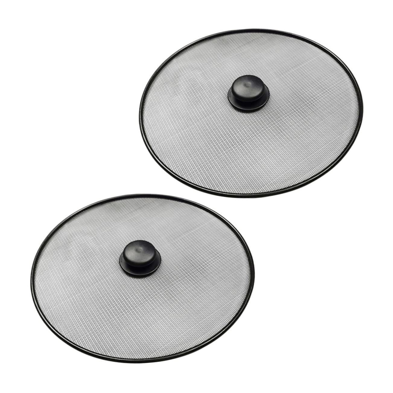 KICHOUSE 2pcs Splatter Screen Grease Guard for Frying Pans Pots Easy to Clean Mesh Lid Protects From Hot Oil Splashes During Cooking