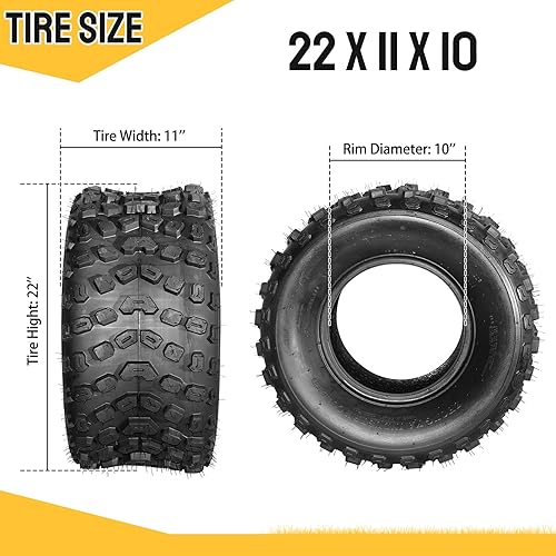 Miniatura 6 de AutoForever 22x11-10 ATV UTV Sport All Terrain Neumáticos sin cámara 22x11x10 6PR Paquete de 2