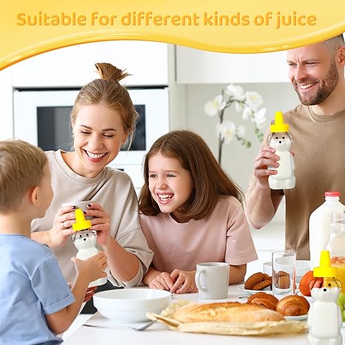 Miniatura 5 de Roshtia 50 botellas de plástico vacías de 5 onzas con forma de osito de miel, vasos vacíos transparentes para apretar, botella de jugo reutilizable