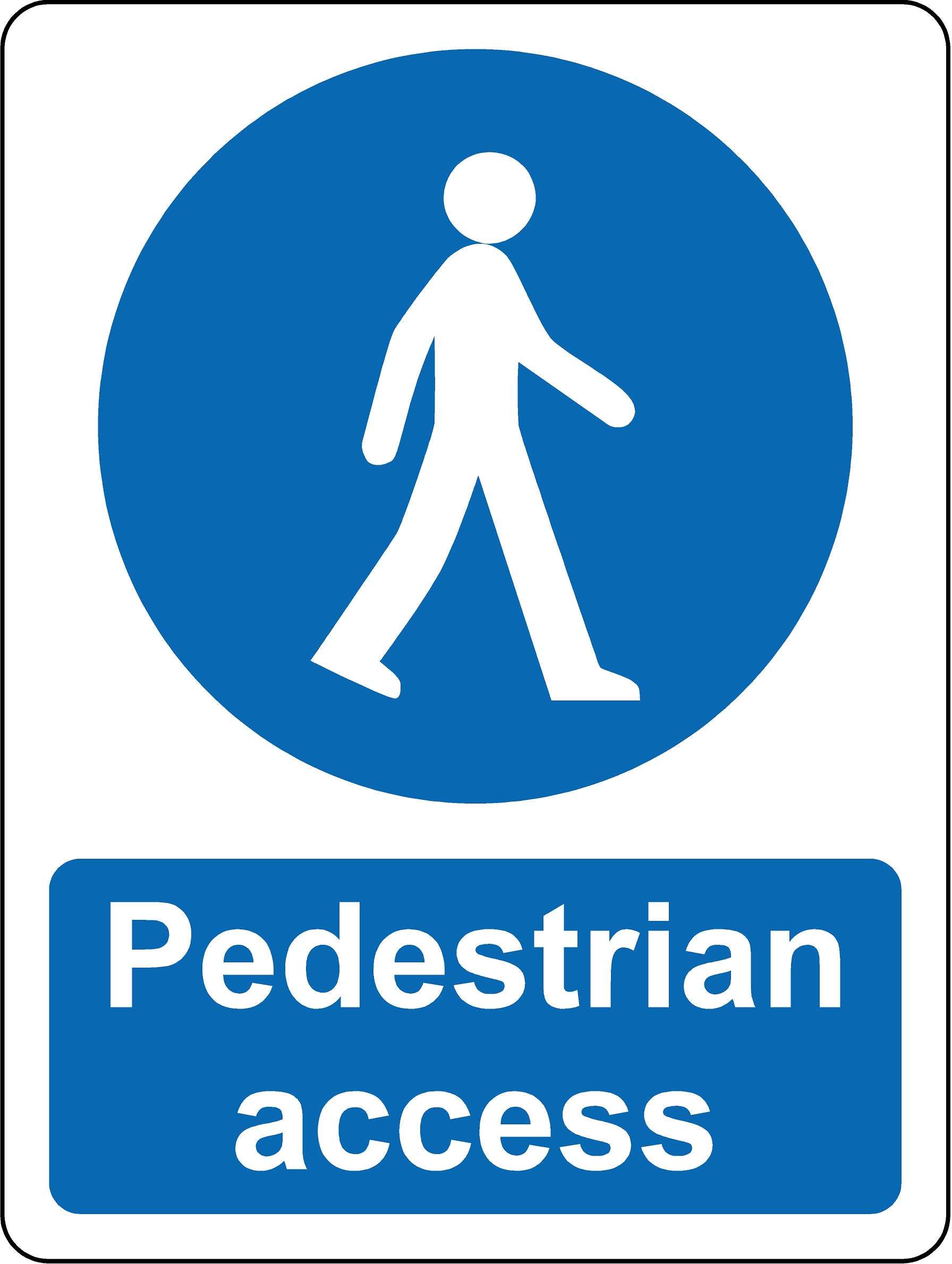 Kpcm Display Ltd Pedestrian Access Sign - 400Mm X 300Mm - 1.2Mm Rigid Plastic