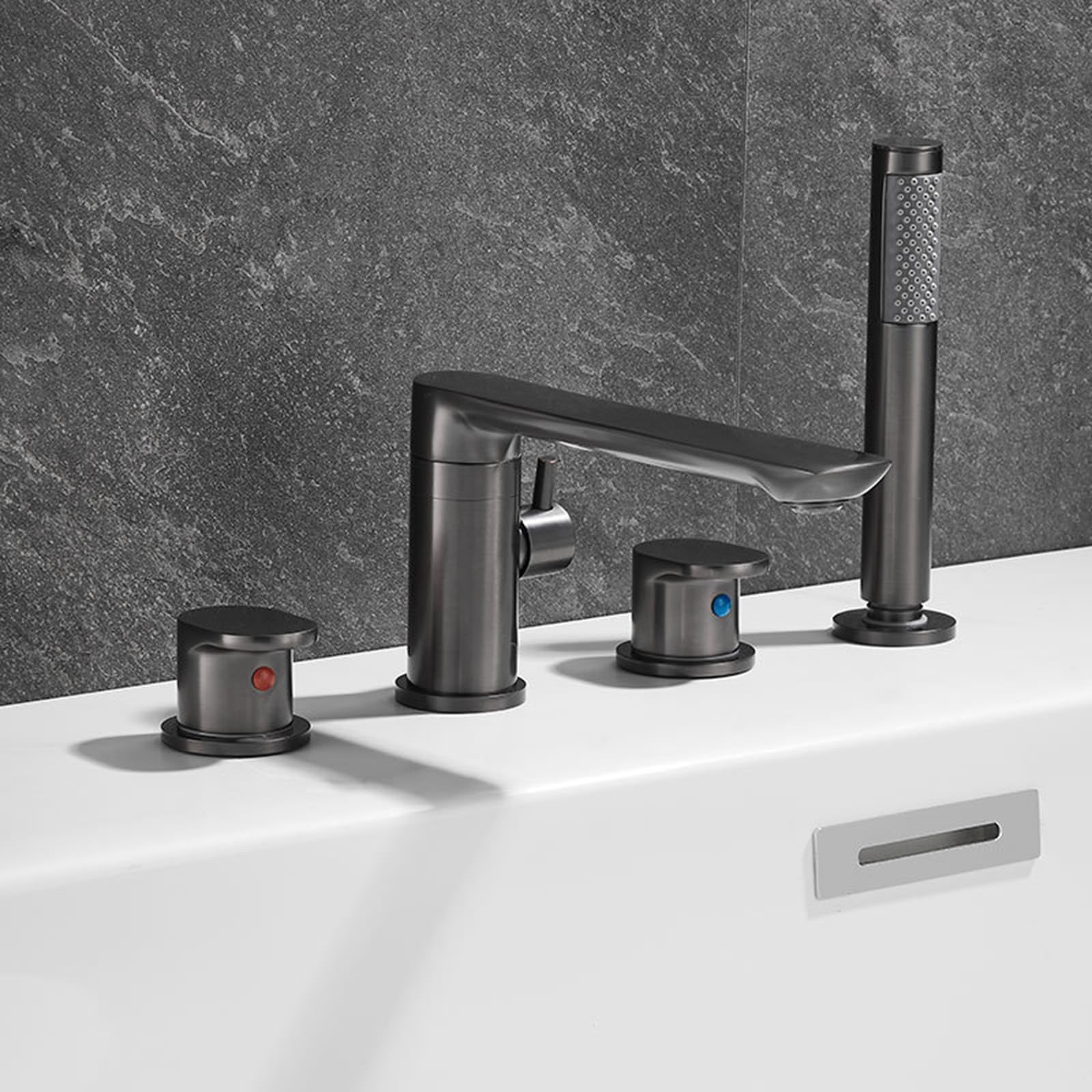 Mélangeur de douche rétractable à 4 trous en chrome plaqué pour baignoire LWX