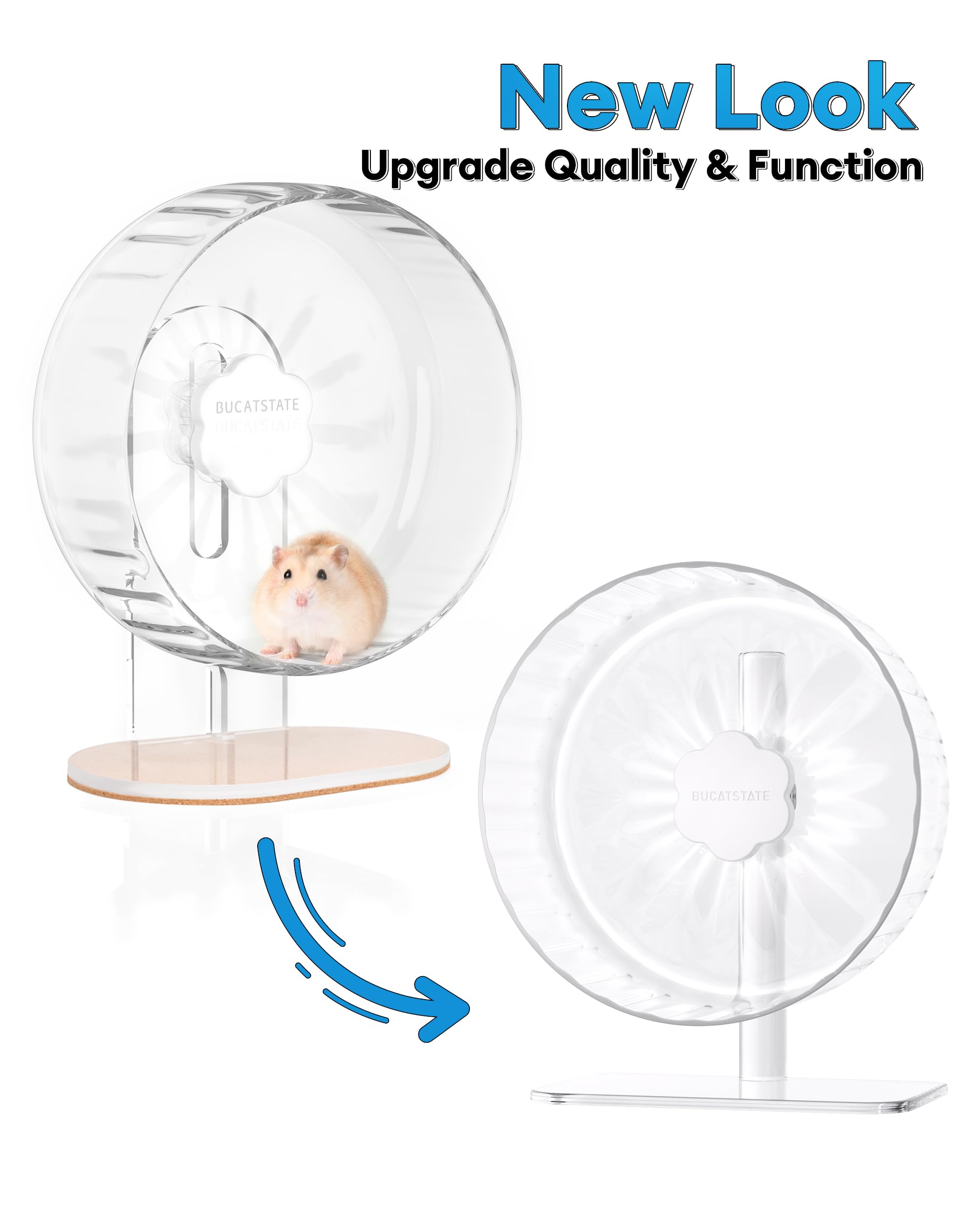 Bucatstate Hamster Exercise Wheel Super-Silent with Adjustable Base Dual-Bearing Cage Accessories Quiet Spinning Running Wheel for Dwarf Syrian Hamster Gerbils and Other Small Animals - image 3
