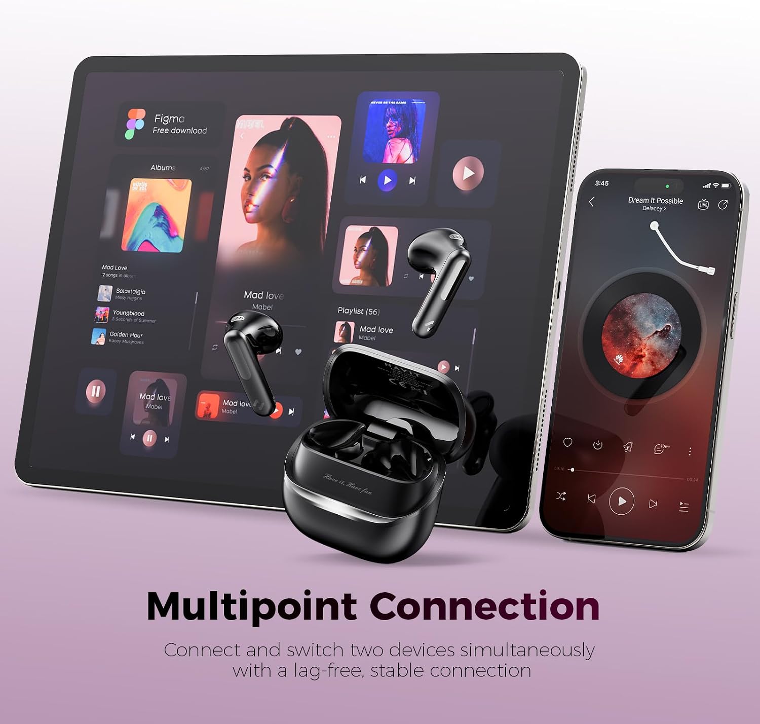 havit Space T1 Wireless Earbuds, Adaptive Hybrid Active Noise Cancelling Bluetooth Earbuds, 6-Mic AI ENC, Head-Tracked Spatial Audio, 40.5H Playtime, Semi-in-Ear Fit, Bluetooth 6.0, IP54, Black 9 7170PLXdhzL. AC SL1500