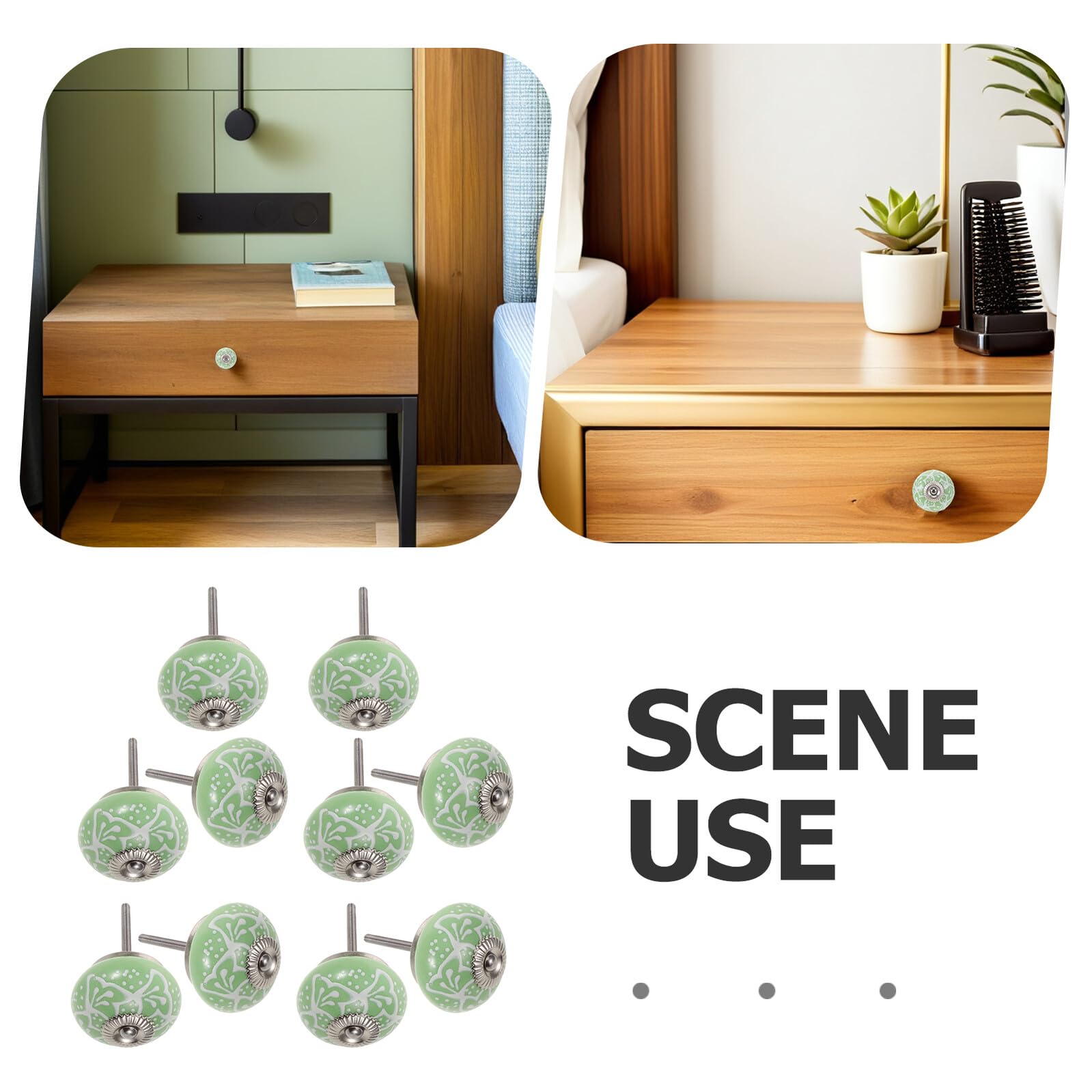 Yardenfun 10 Pomelli in Ceramica Verde per Mobili da Cucina e Cassettiere Manopole Rotonde con Viti per Armadi e Cassetti Set da 10 Pezzi per Rinnovo Facile e Decorativo di Mobili