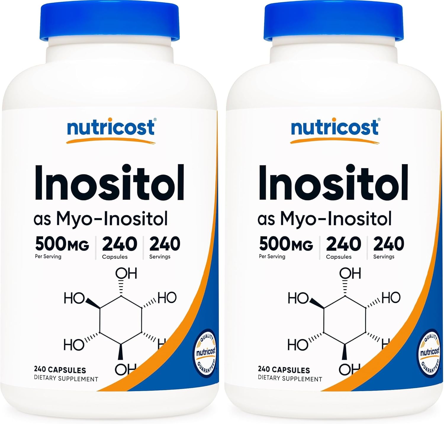 Nutricost Inositol Capsules 500mg, 240 Capsules - Veggie Capsules, Non-GMO, Gluten Free (Myo-Inositol) (Pack of 2)