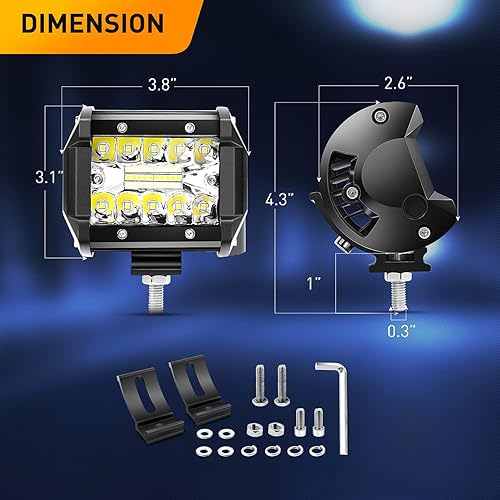 Miniatura 2 de GOOACC 2 cápsulas LED de triple fila de 60 W y 4 pulgadas, soporte de montaje de luz antiniebla, abrazadera de tubo de barra horizontal, iluminación
