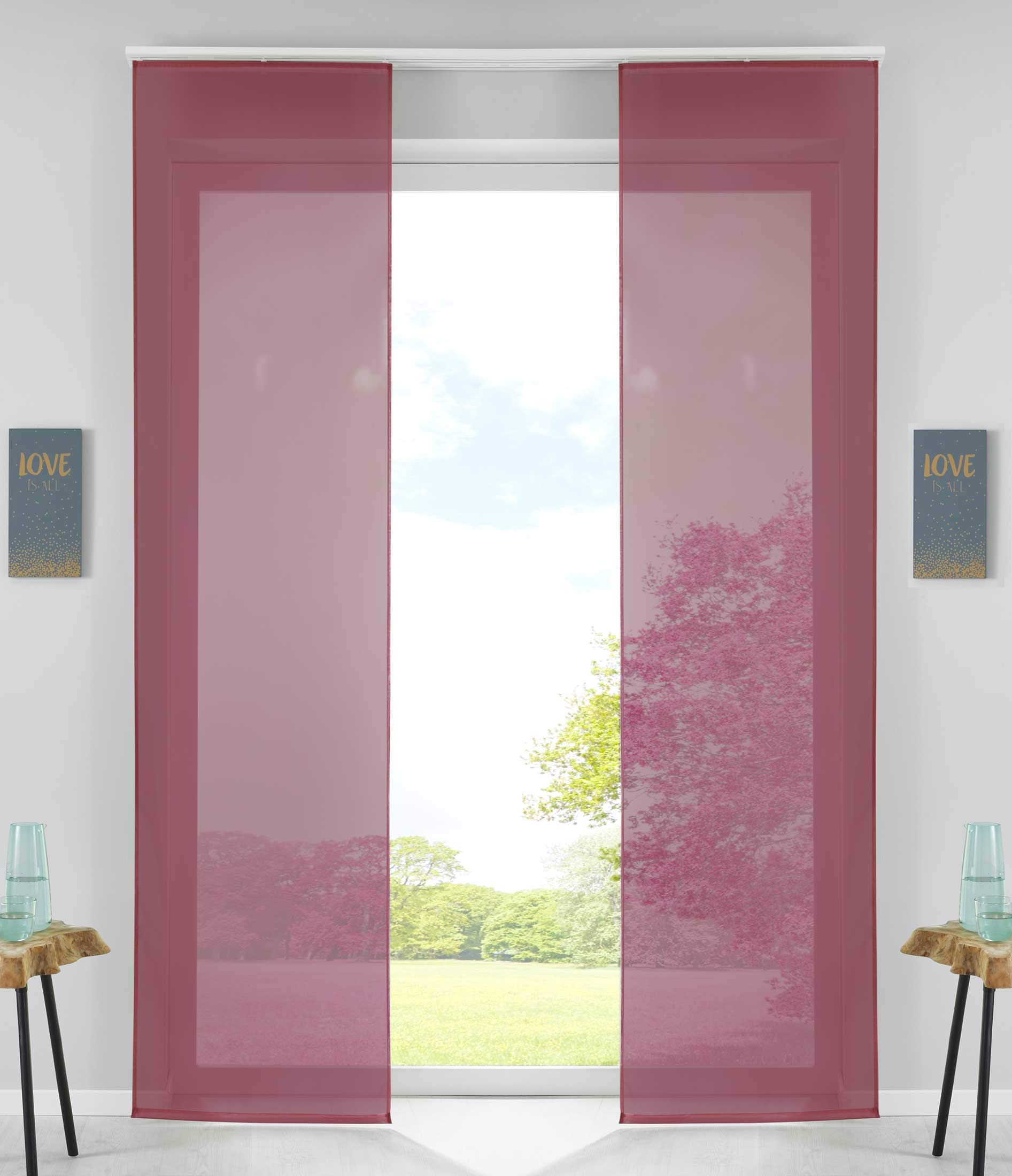 Tenda A Pannello Gardinenbox Economica – Trasparente, Rosa 245x60 Cm – Con Velcro E Binario – 100% Poliestere Lavabile